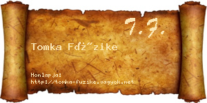 Tomka Füzike névjegykártya